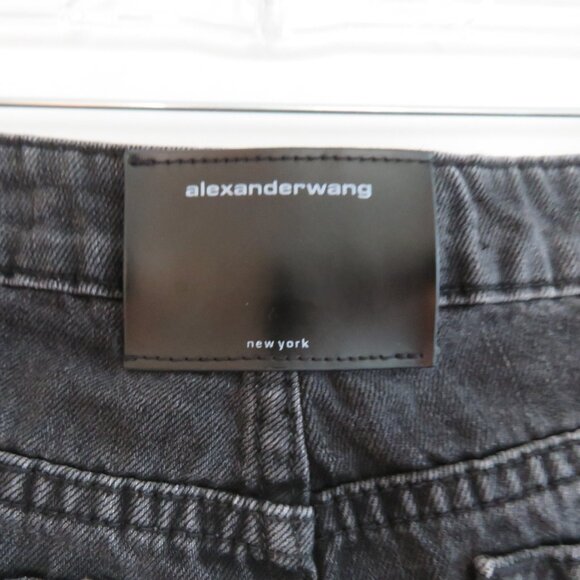 ALEXANDER WANG Bite High Rise Shorts in Gray Aged Denim Distressed - Size 27 - Picture 13 of 16